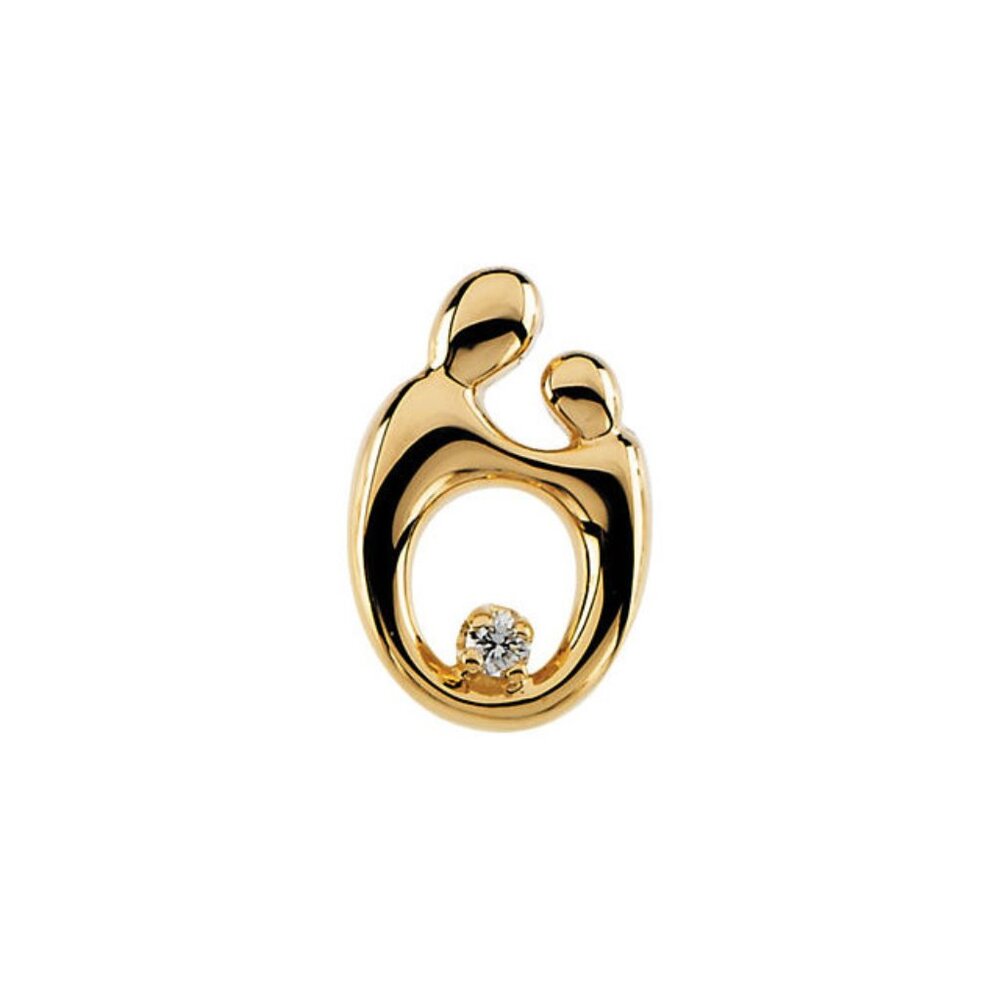 Mother and Child Diamond 14K Yellow Gold Necklace Pendant FREE Shipping